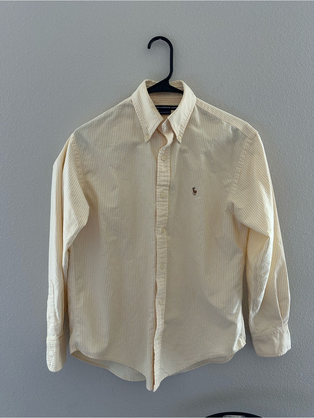 Ralph Lauren Men's Button-Down Shirt in Pale Yellow Stripe